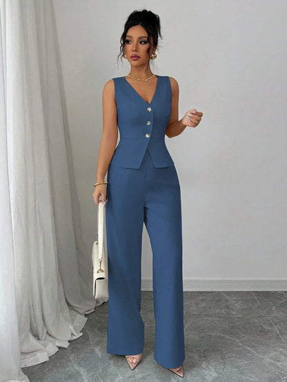 Sleeveless Blazer & Suit Pants Set