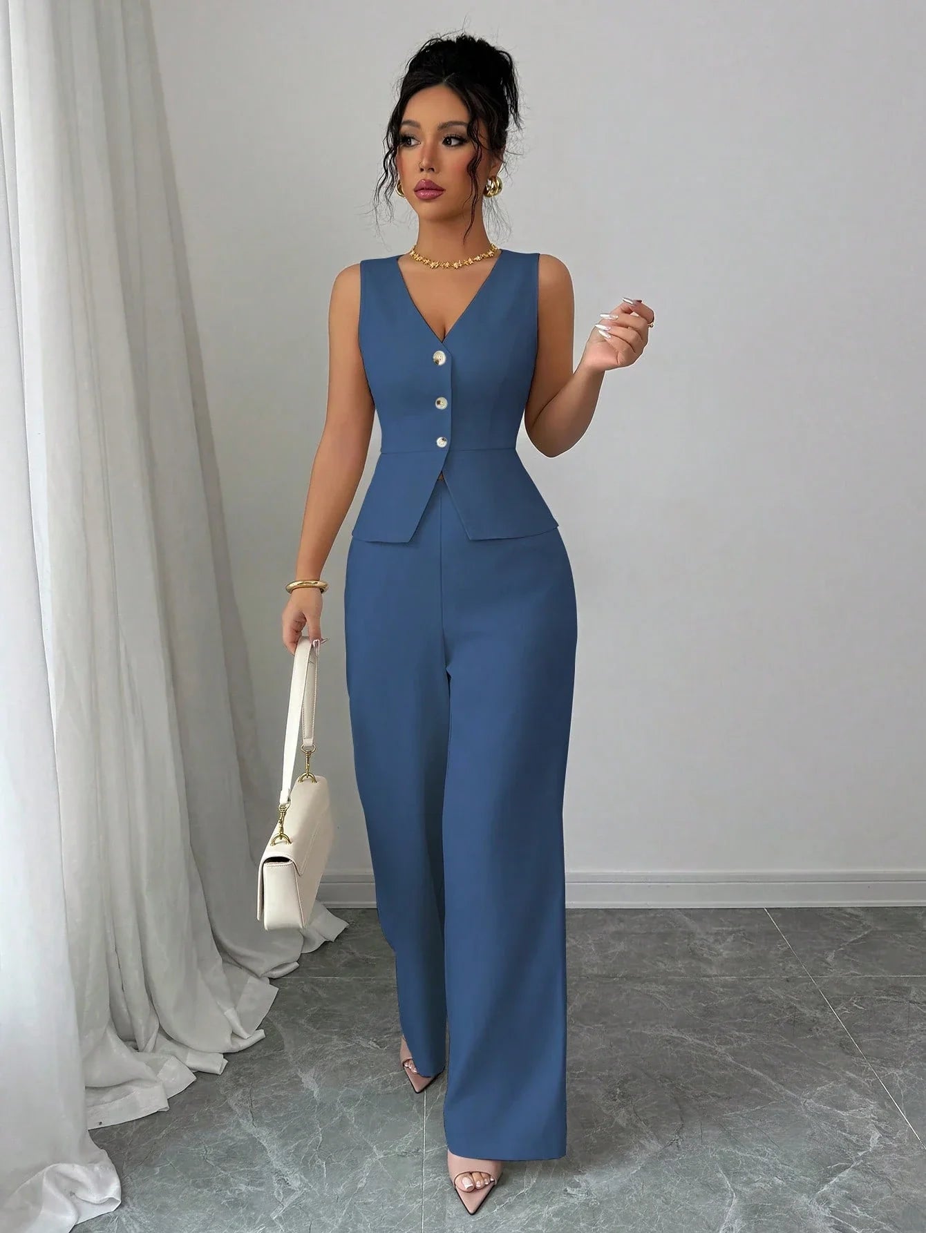 Sleeveless Blazer & Suit Pants Set