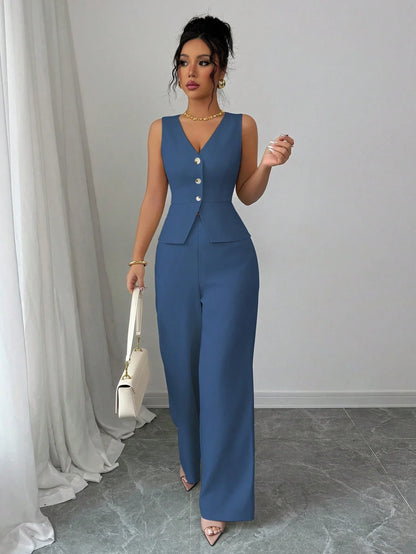 Sleeveless Blazer & Suit Pants Set
