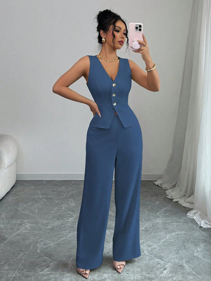 Sleeveless Blazer & Suit Pants Set