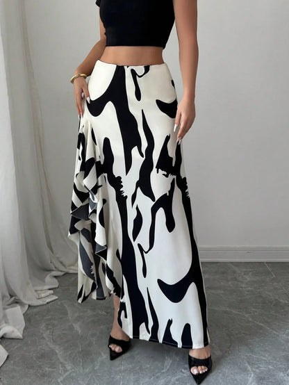 Floral Asymmetrical Midi Skirt