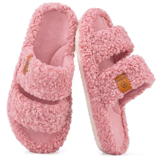 Women's Fuzzy Open-Toe Slippers