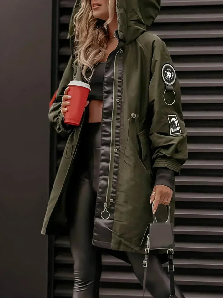 Women's Casual Hooded Longline Parka Jacket