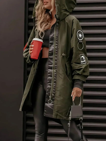 Women's Casual Hooded Longline Parka Jacket