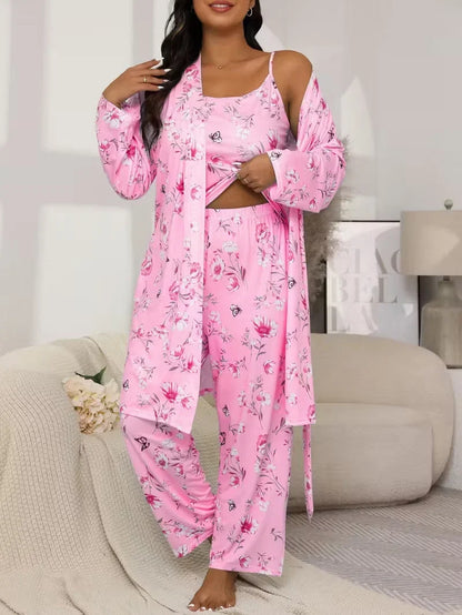 Women's Camisole, Robe & Trouser Lounge Set