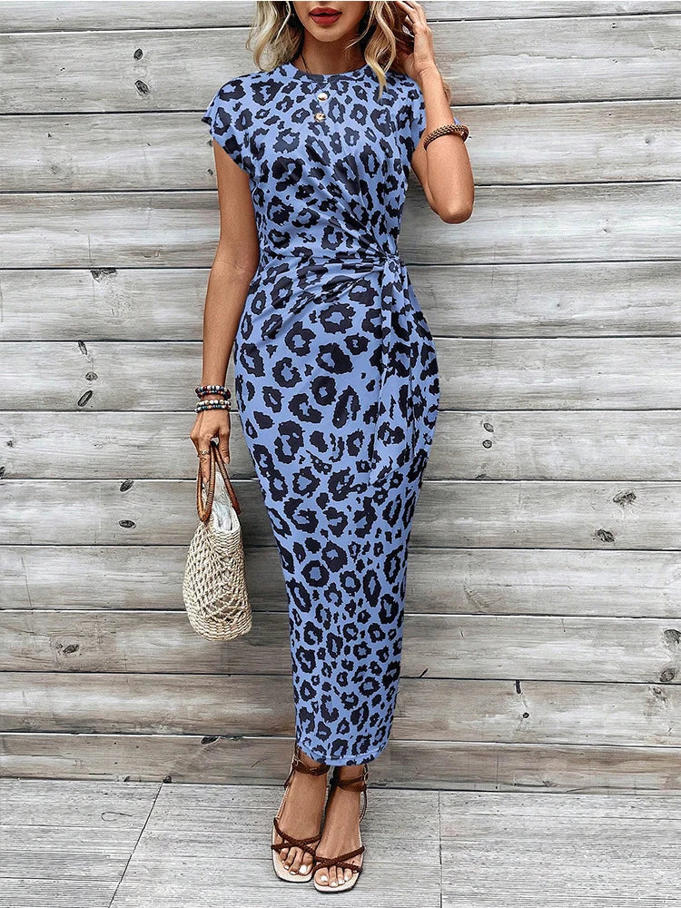 Women's Tie Waist Striped Maxi Dress