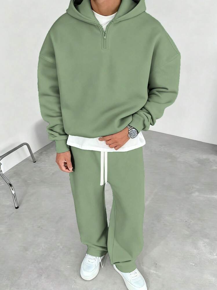 Men's Relaxed Half-Zip Hoodie & Joggers Set