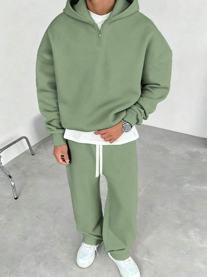 Men's Relaxed Half-Zip Hoodie & Joggers Set