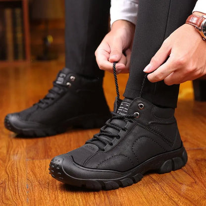 Men’s Brown Leather-Look Casual Ankle Boots