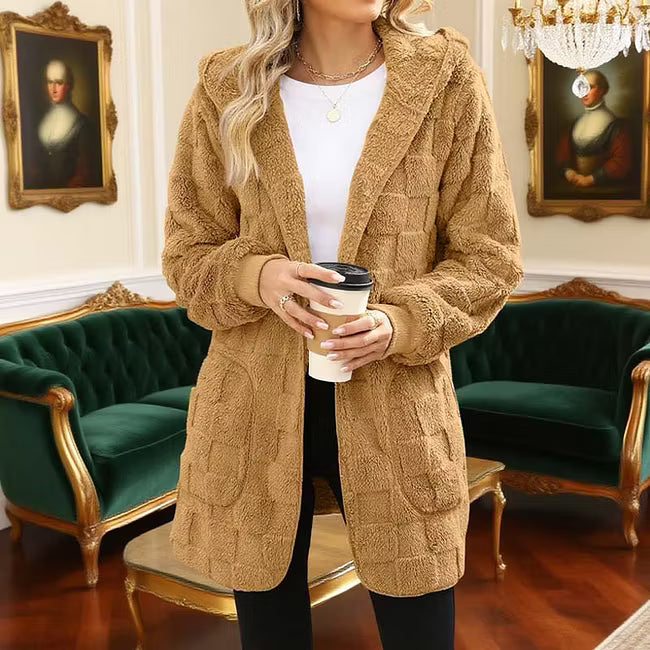Women's Check Pattern Plush Cardigan