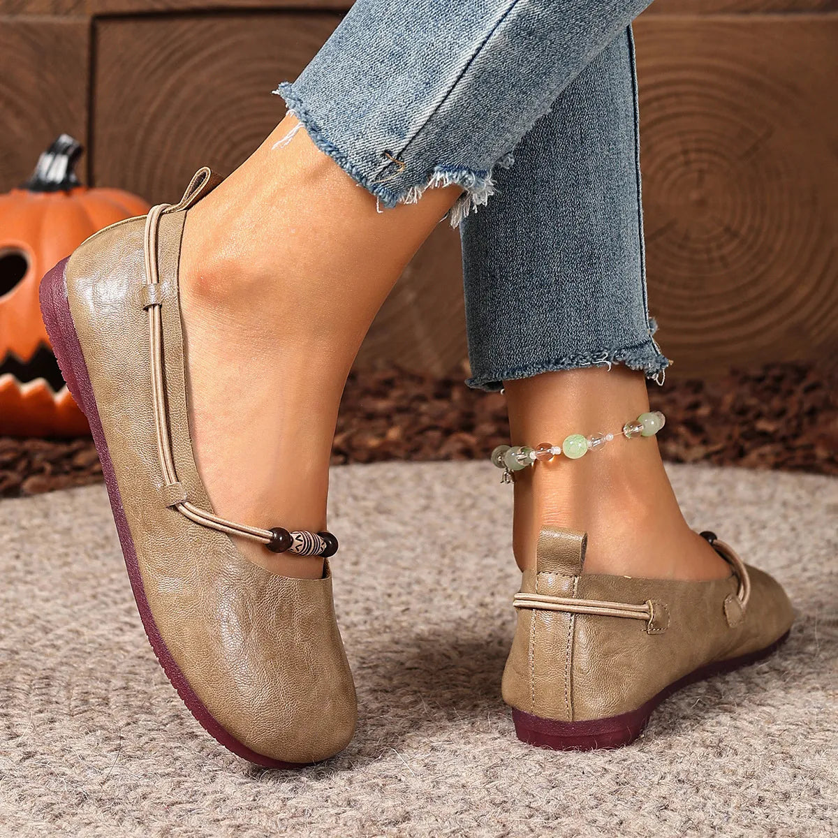 Women's Beaded Strap Casual Flats