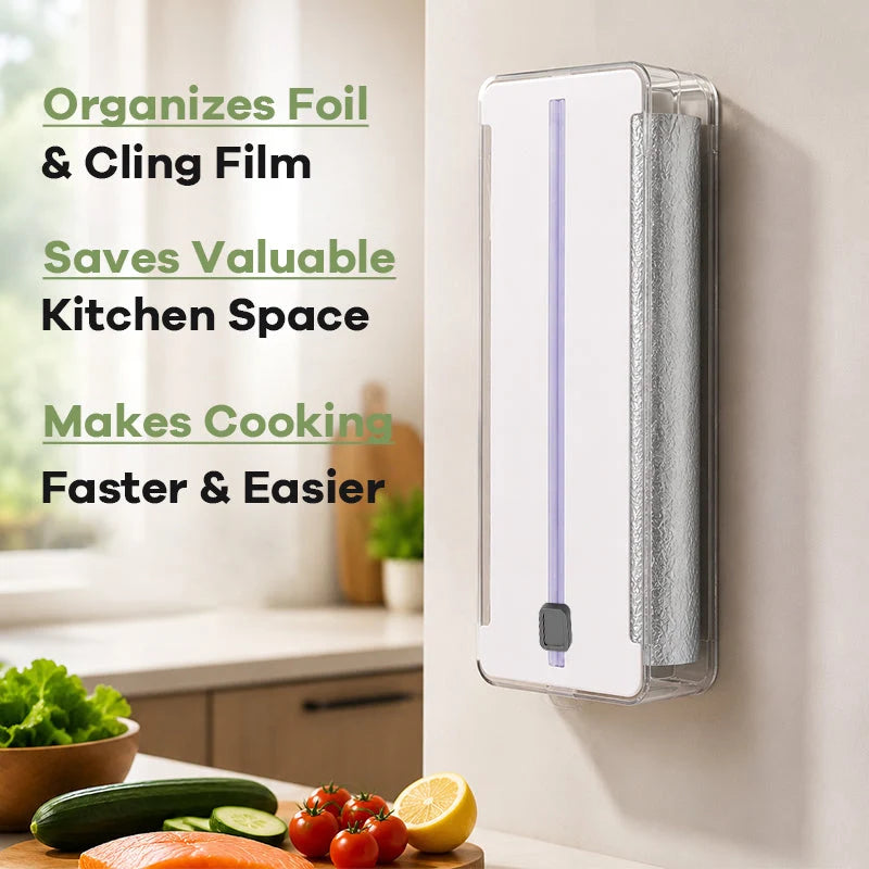 Kitchen Wrap Dispenser with Sliding Cutter