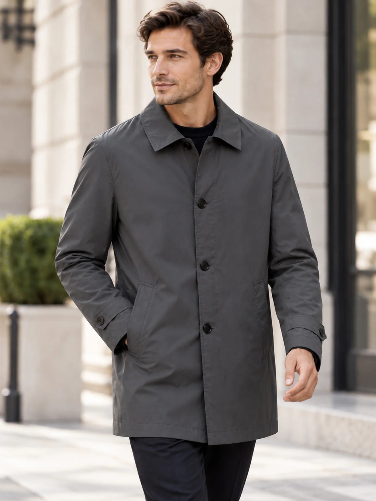 Men's Shower-Resistant Mid-Length City Coat