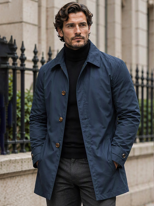 Men's Shower-Resistant Mid-Length City Coat