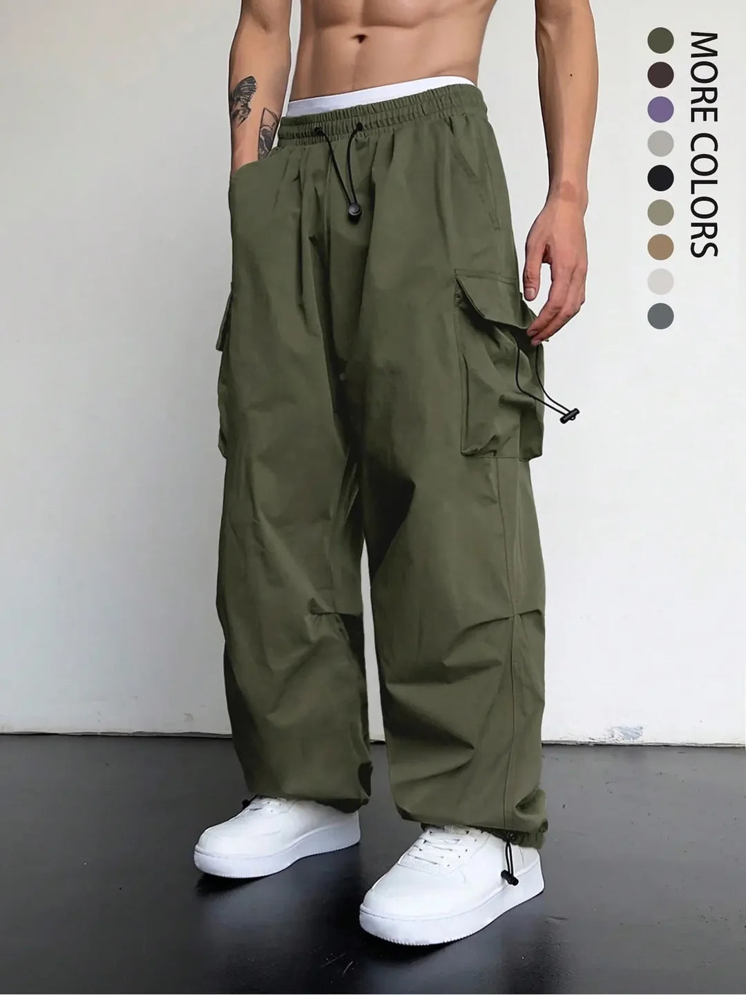 Men's Relaxed Fit Cargo Parachute Trousers
