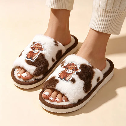 Women's Highland Cow Plush Slippers