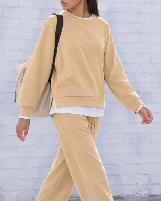 Women's Relaxed Sweatshirt & Wide-Leg Trousers Set
