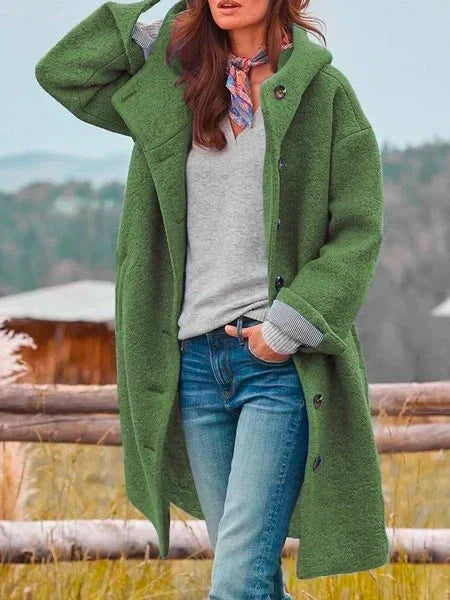 Long-Sleeved Merino Coat With Buttons