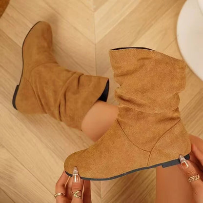 Women's Suede-Look Slouchy Flat Boots