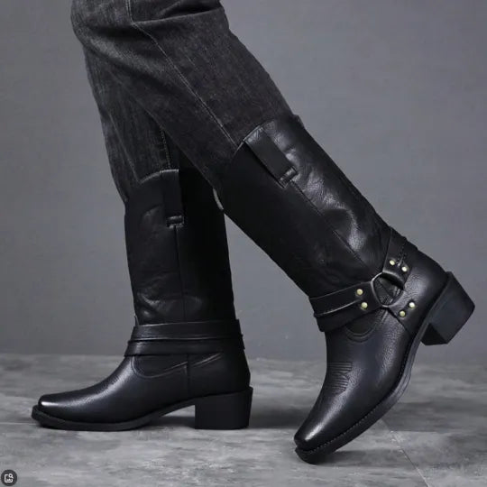 Men's Embossed Retro Ankle Boots