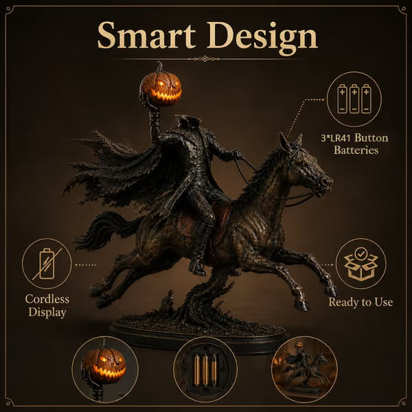 Midnight Chase Headless Horseman LED Figurine