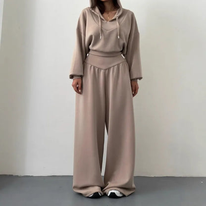 Women's Cropped Hoodie & Wide Leg Trouser Set
