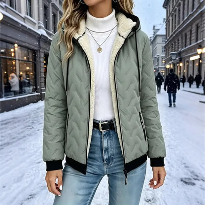 Women's Sherpa-Lined Quilted Hooded Jacket