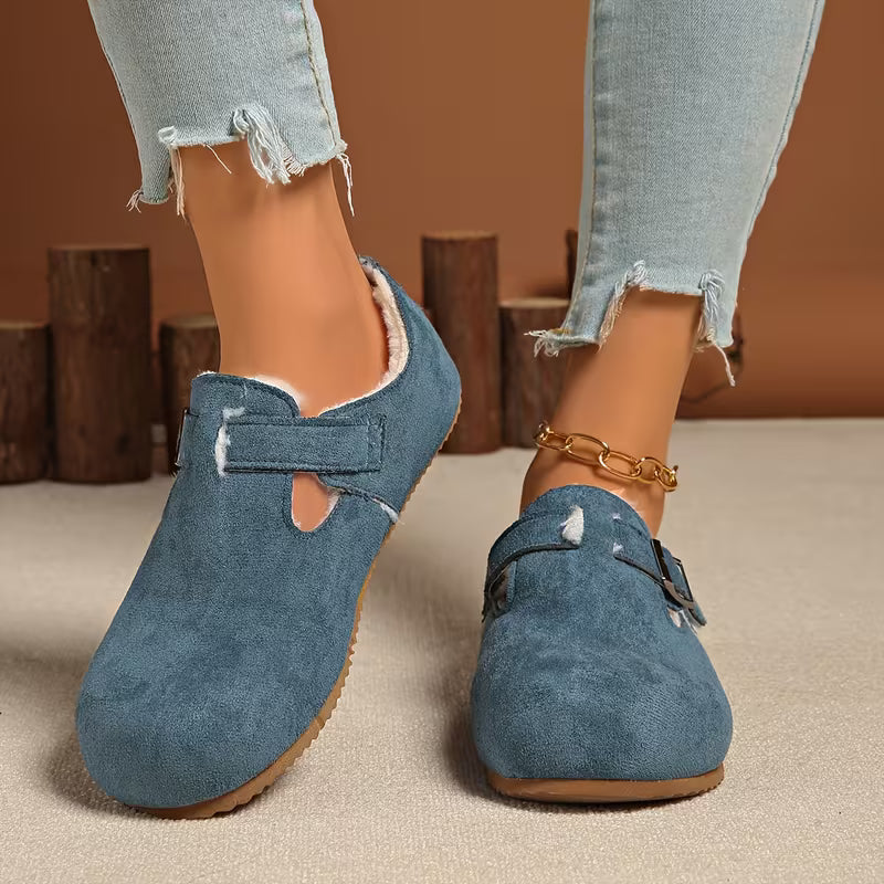 Women's Buckle Detail Plush-Lined Clogs