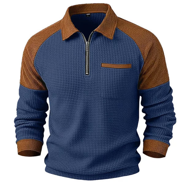 Men's Waffle Knit Quarter-Zip Pullover
