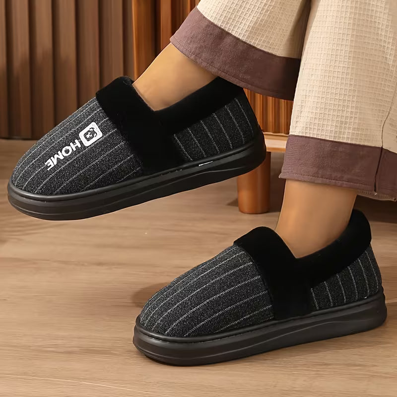 Men's Plush-Lined Winter Slippers