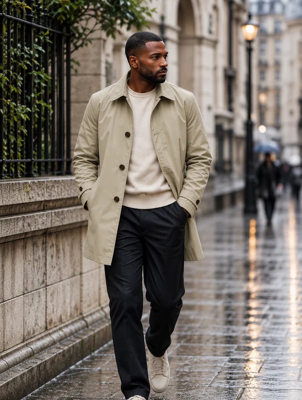 Men's Shower-Resistant Mid-Length City Coat