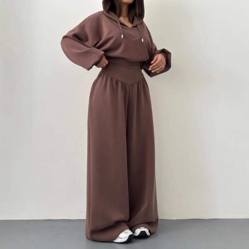 Women's Cropped Hoodie & Wide Leg Trouser Set