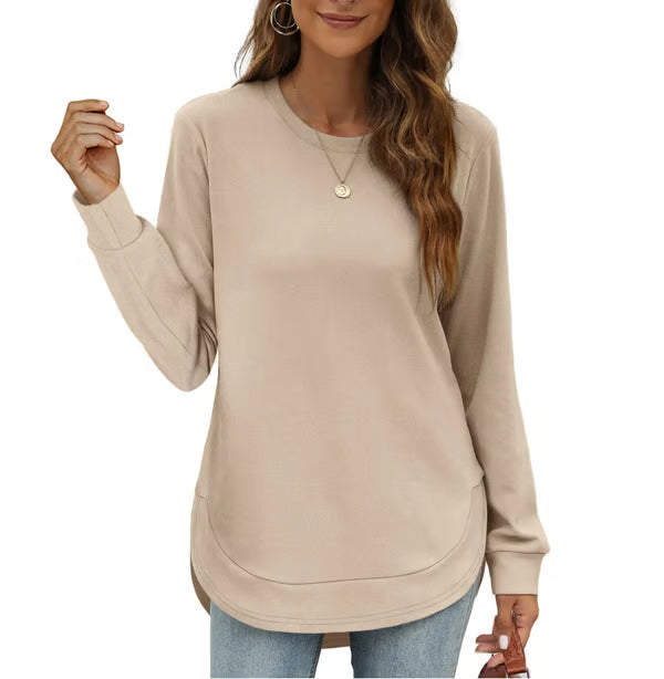 Women's Curved Hem Crew Neck Sweatshirt