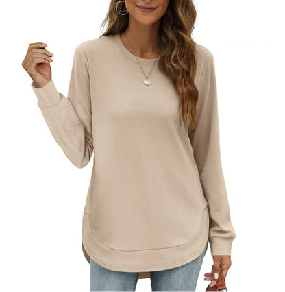 Women's Curved Hem Crew Neck Sweatshirt