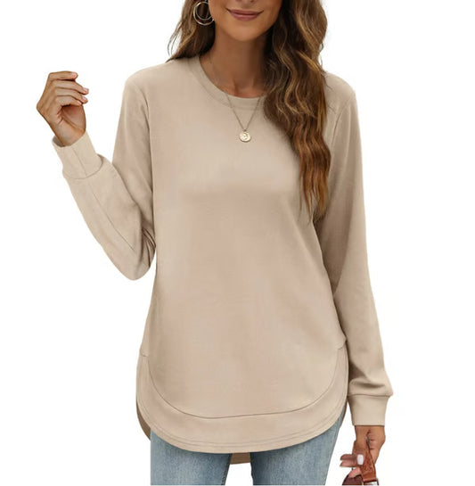 Women's Curved Hem Crew Neck Sweatshirt