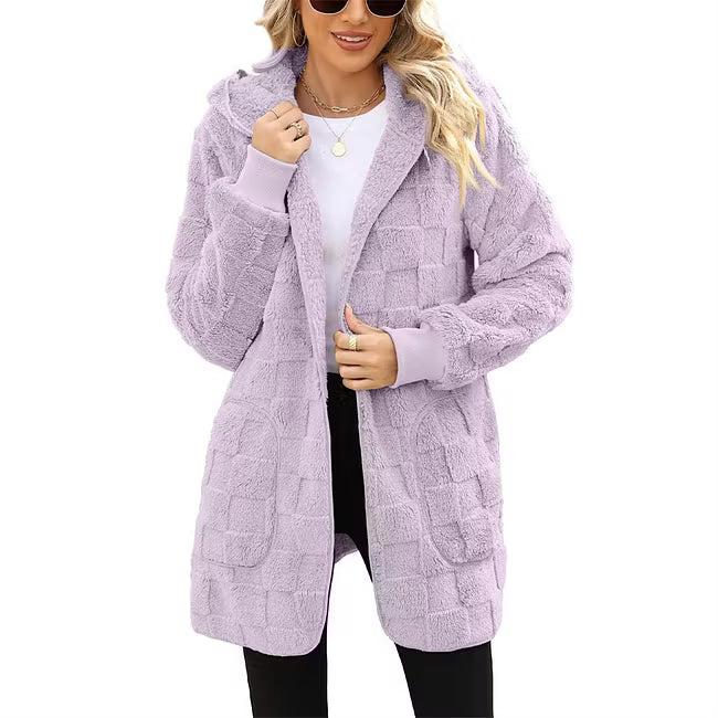 Women's Check Pattern Plush Cardigan