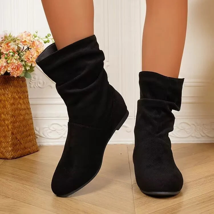 Women's Suede-Look Slouchy Flat Boots