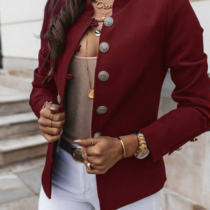 Women's Fitted Gold Button Blazer