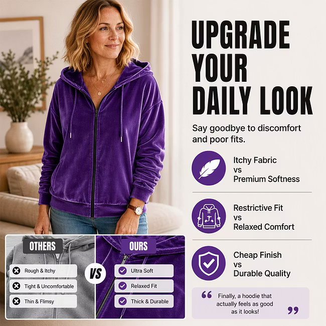 Women's Velvet-Look Hooded Jacket