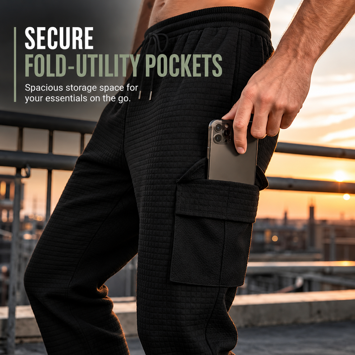 Men's Textured Multi-Pocket Cargo Joggers