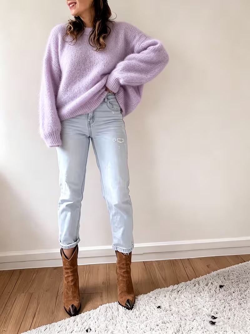 Women's Relaxed Lantern Sleeve Knit Jumper
