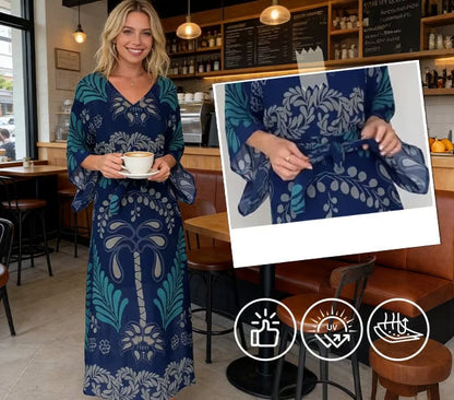 Women's Relaxed Bohemian V-Neck Dress