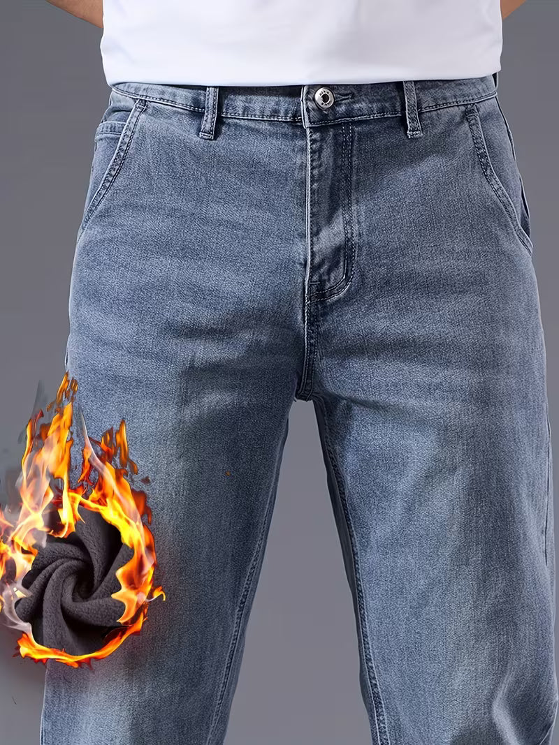 Men's Fleece-Lined Straight-Leg Jeans