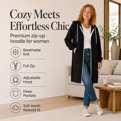 Women's Longline Zip-Up Hooded Jacket