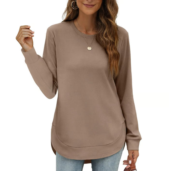 Women's Curved Hem Crew Neck Sweatshirt