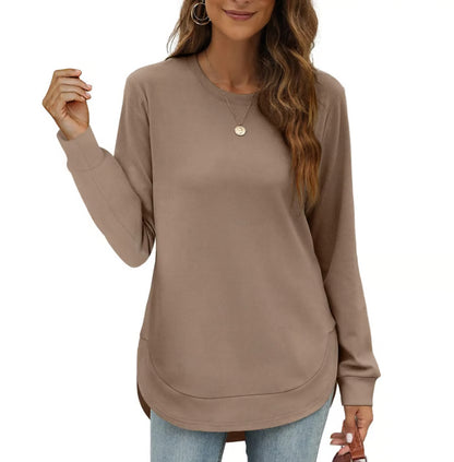 Women's Curved Hem Crew Neck Sweatshirt