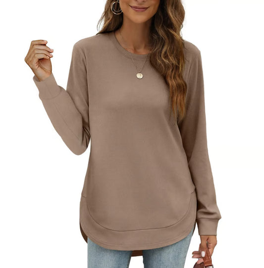 Women's Curved Hem Crew Neck Sweatshirt