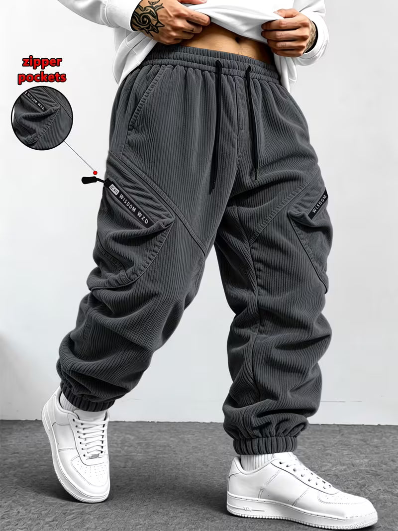 Men's Corduroy Multi-Pocket Cargo Joggers