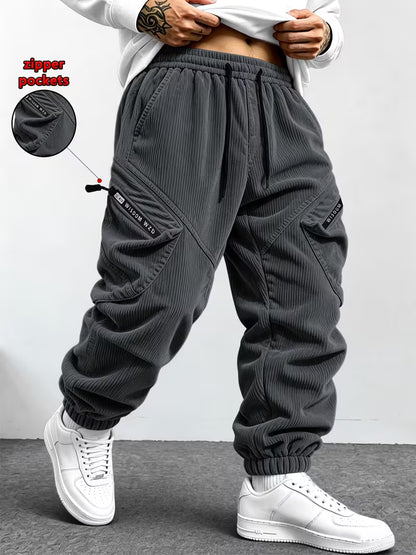 Men's Corduroy Multi-Pocket Cargo Joggers