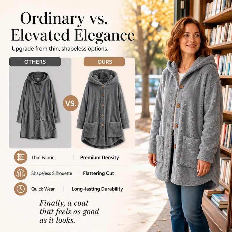 Women's Cosy Hooded Button-Up Fleece Coat